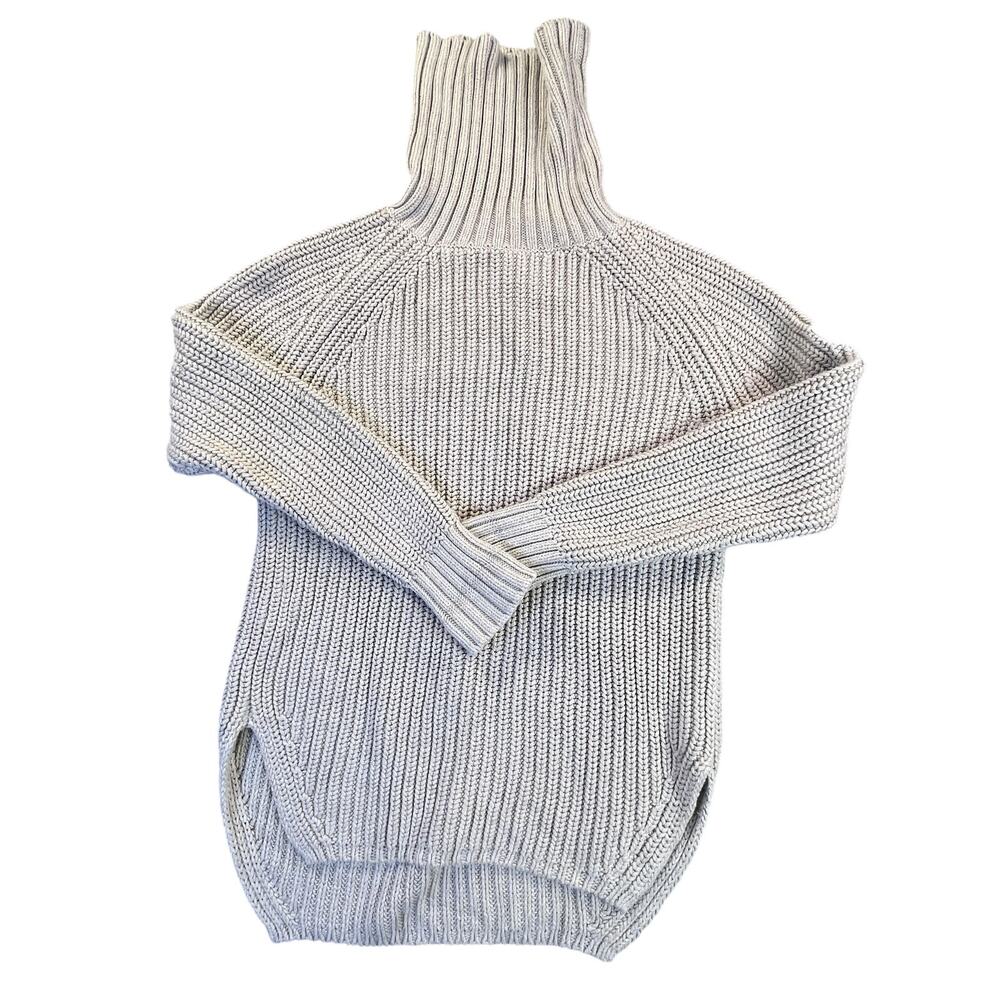 Alp n Rock Sweater Womens Medium Tan Ribbed Knit Turtleneck Pullover Badge Logo